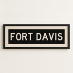 Framed Fort Davis Bus Scroll Sign - Tejas Country Club