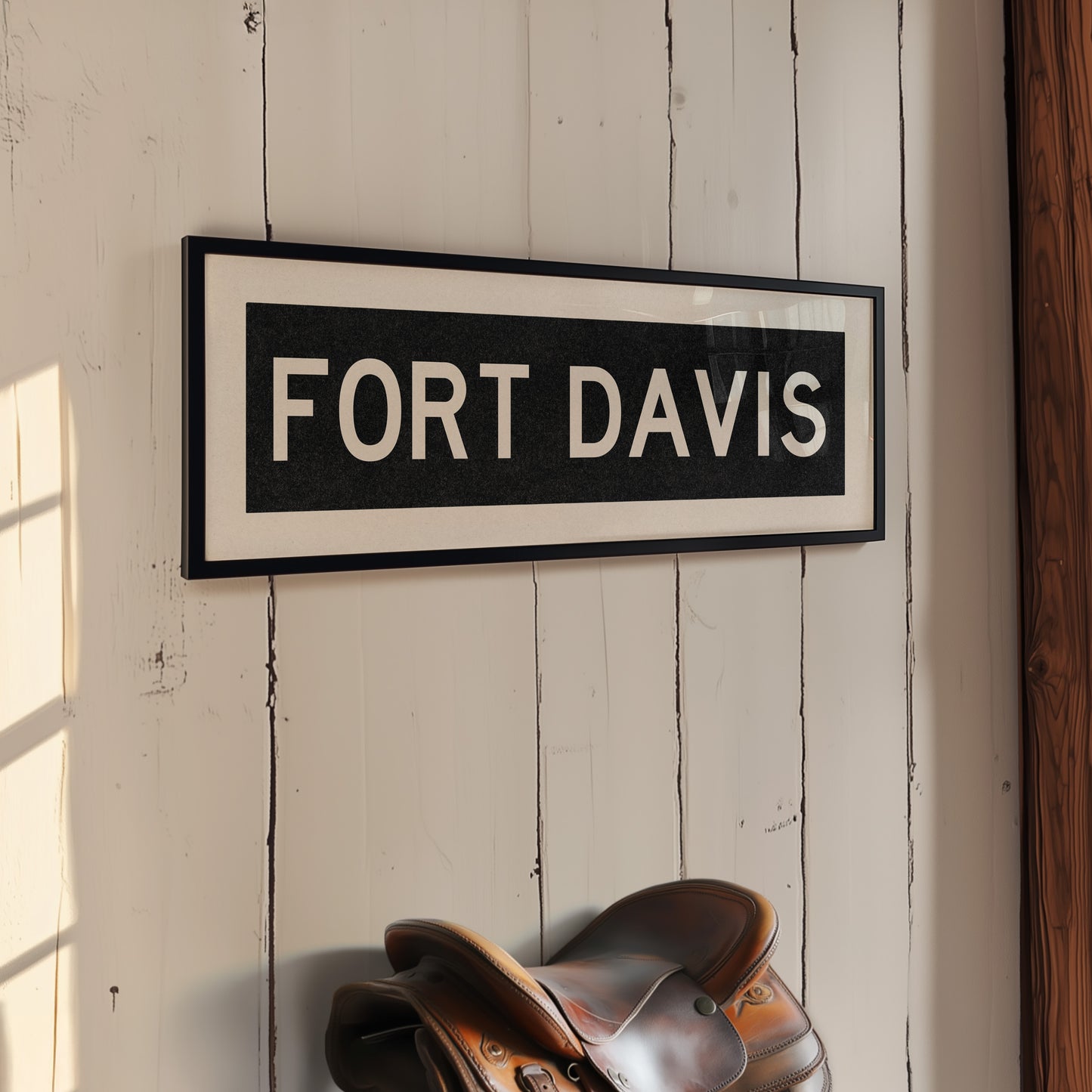 Framed Fort Davis Bus Scroll Sign