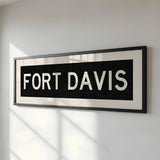 Framed Fort Davis Bus Scroll Sign - Tejas Country Club