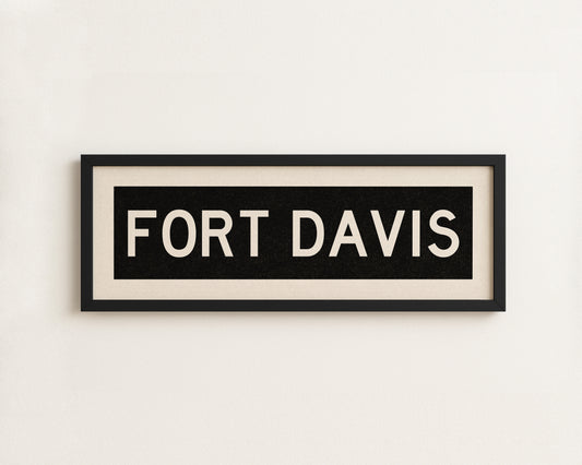 Framed Fort Davis Bus Scroll Sign