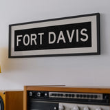Framed Fort Davis Bus Scroll Sign - Tejas Country Club