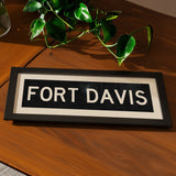 Framed Fort Davis Bus Scroll Sign - Tejas Country Club