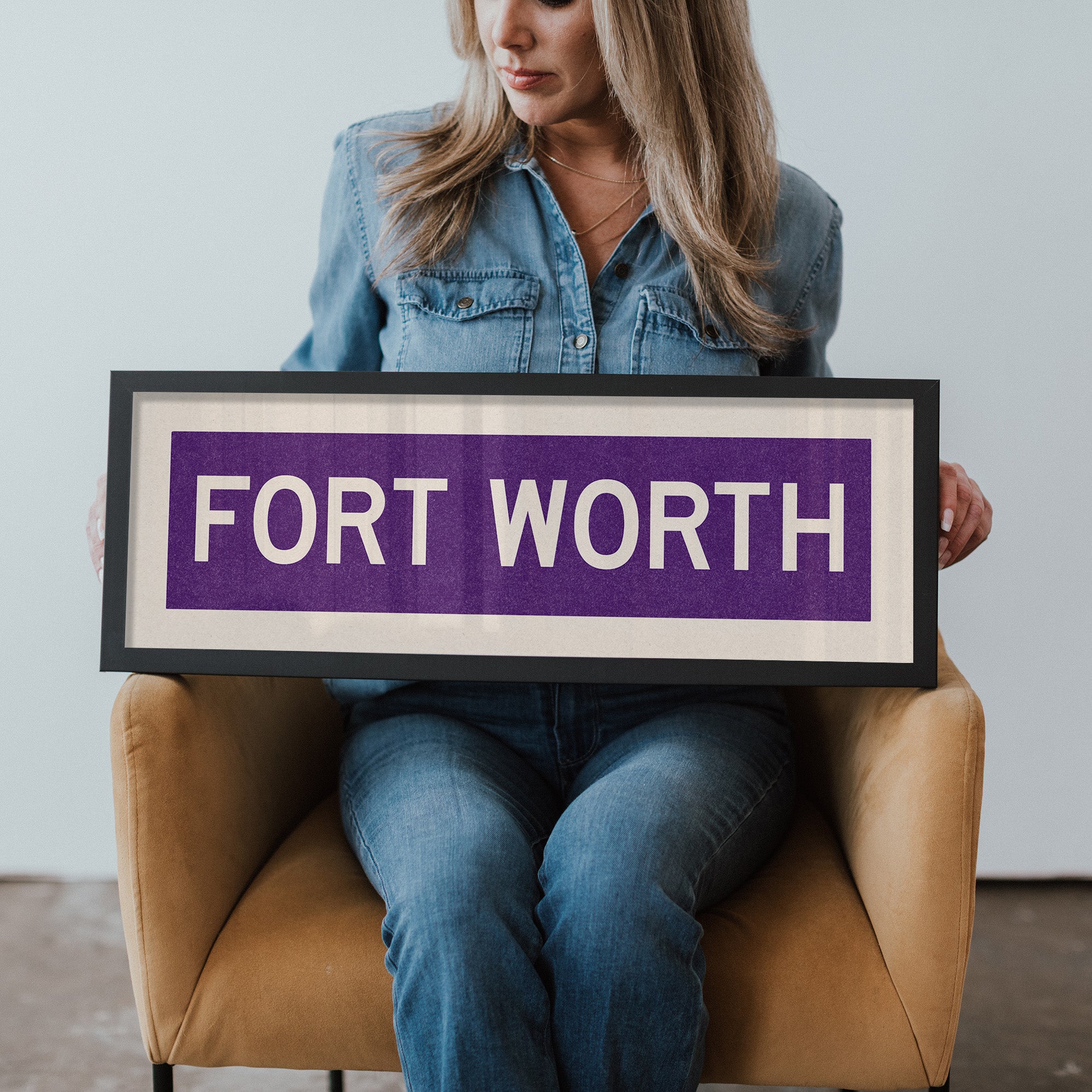 Framed Fort Worth Purple Bus Scroll - Tejas Country Club