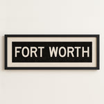 Framed Fort Worth Bus Scroll Sign - Tejas Country Club