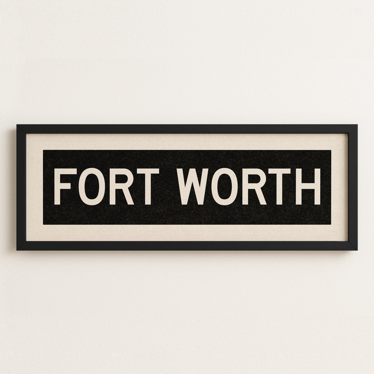 Framed Fort Worth Bus Scroll Sign
