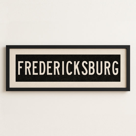 Framed Fredericksburg Bus Scroll Sign - Tejas Country Club