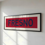 Framed Fresno Red and Blue Bus Scroll - Tejas Country Club