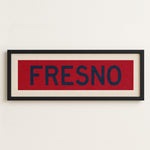 Framed Fresno Red and Blue Bus Scroll - Tejas Country Club