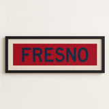 Framed Fresno Red and Blue Bus Scroll - Tejas Country Club