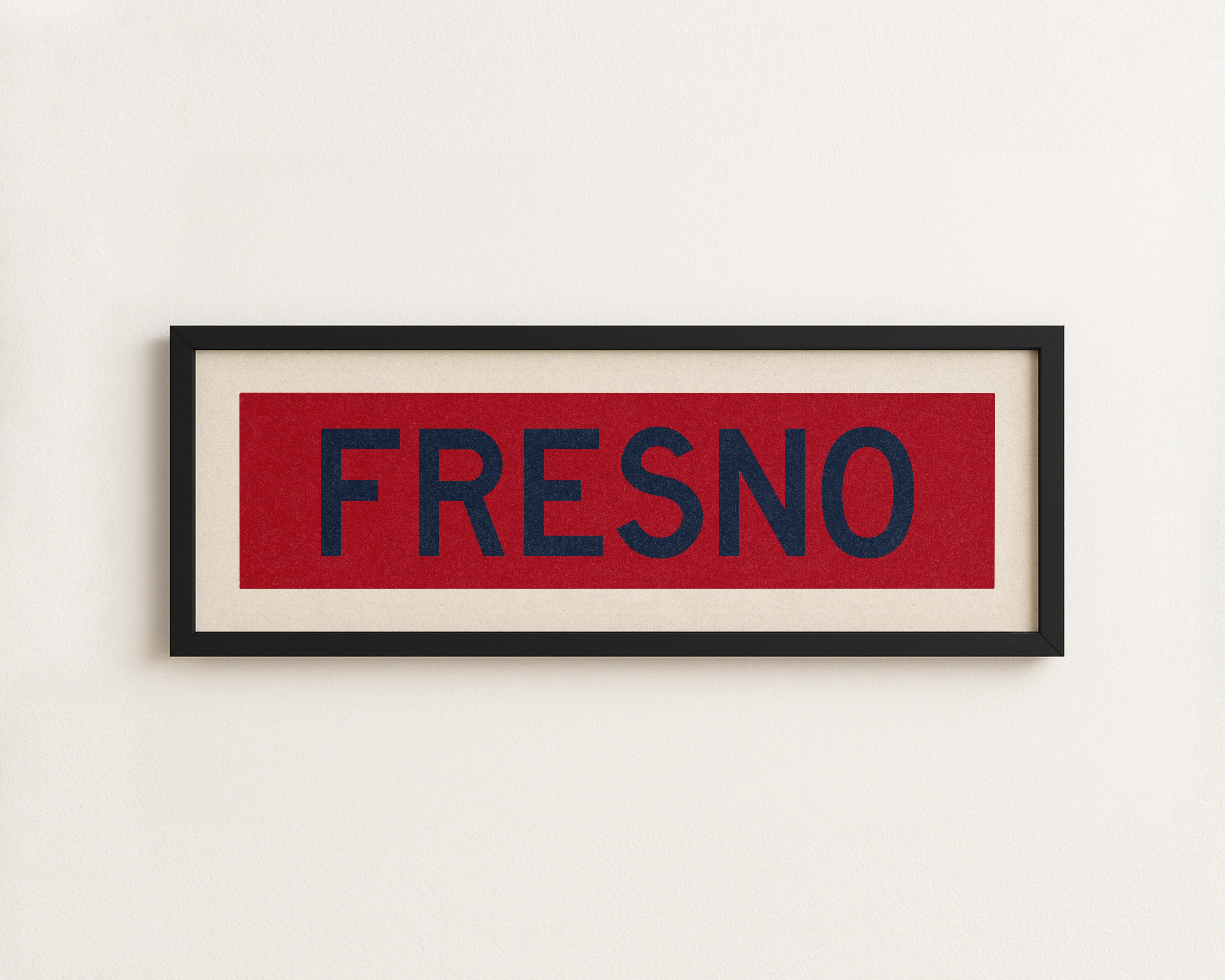 Framed Fresno Red and Blue Bus Scroll - Tejas Country Club