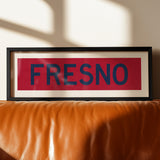 Framed Fresno Red and Blue Bus Scroll - Tejas Country Club