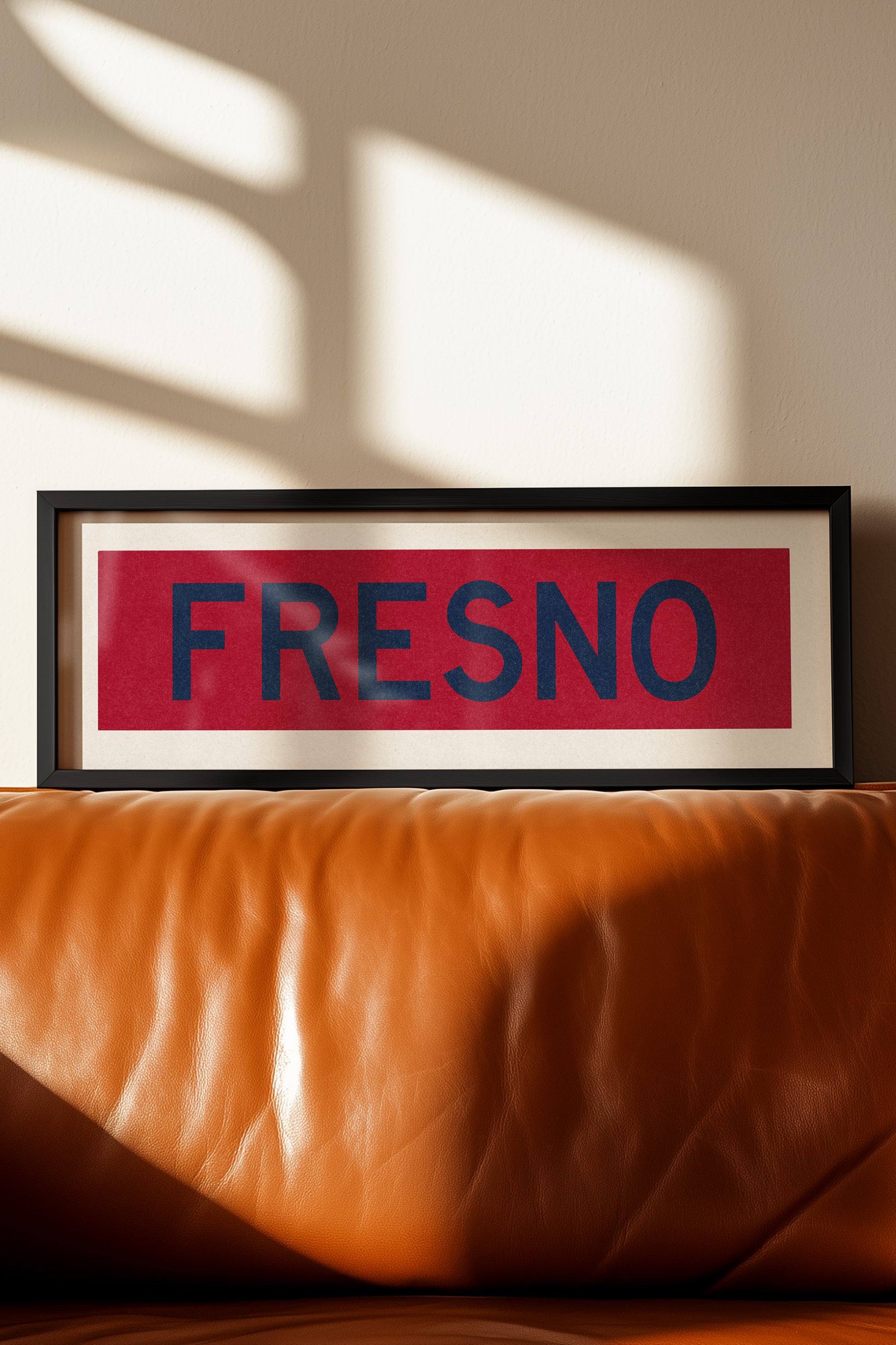 Framed Fresno Red and Blue Bus Scroll - Tejas Country Club