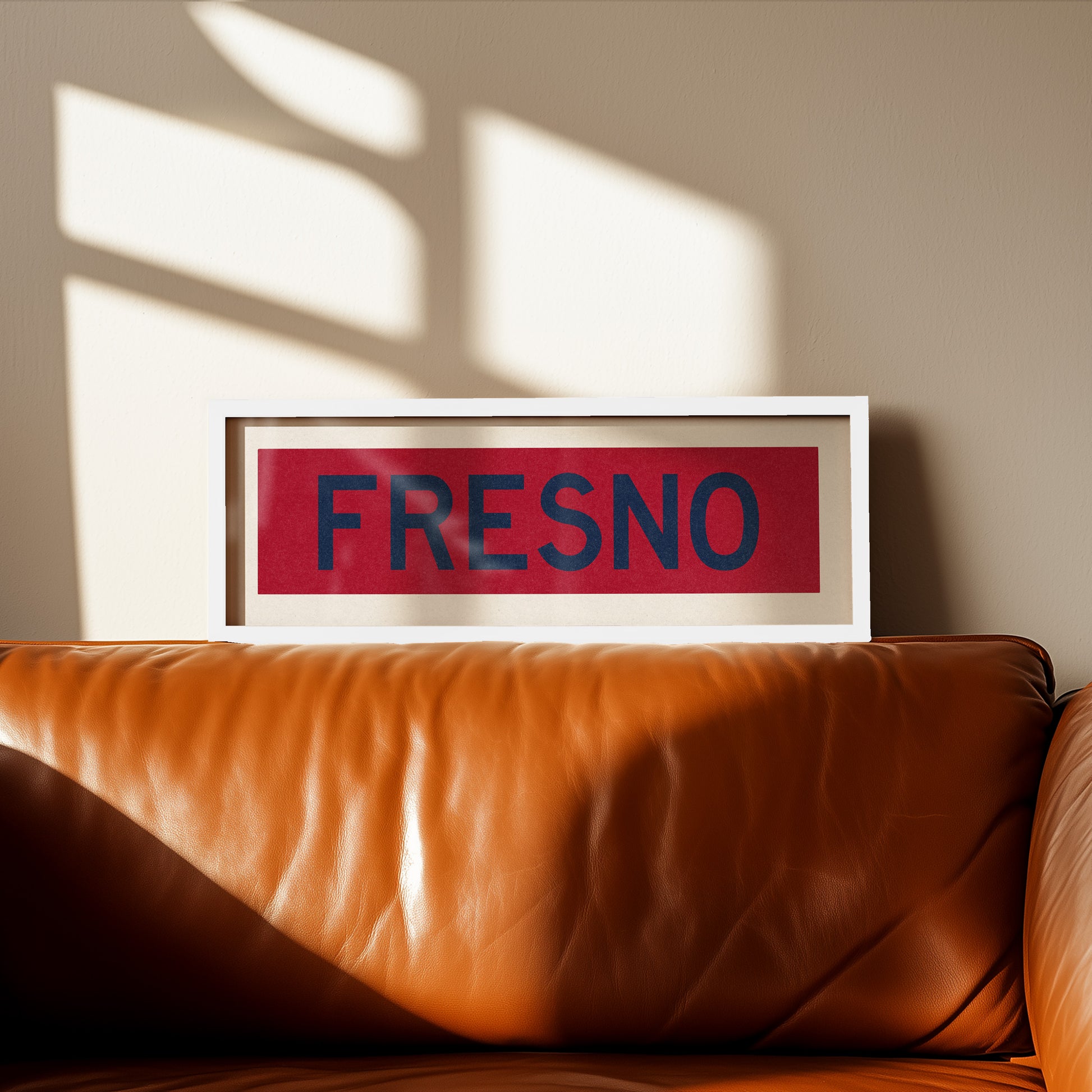 Framed Fresno Red and Blue Bus Scroll - Tejas Country Club