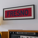 Framed Fresno Red and Blue Bus Scroll - Tejas Country Club