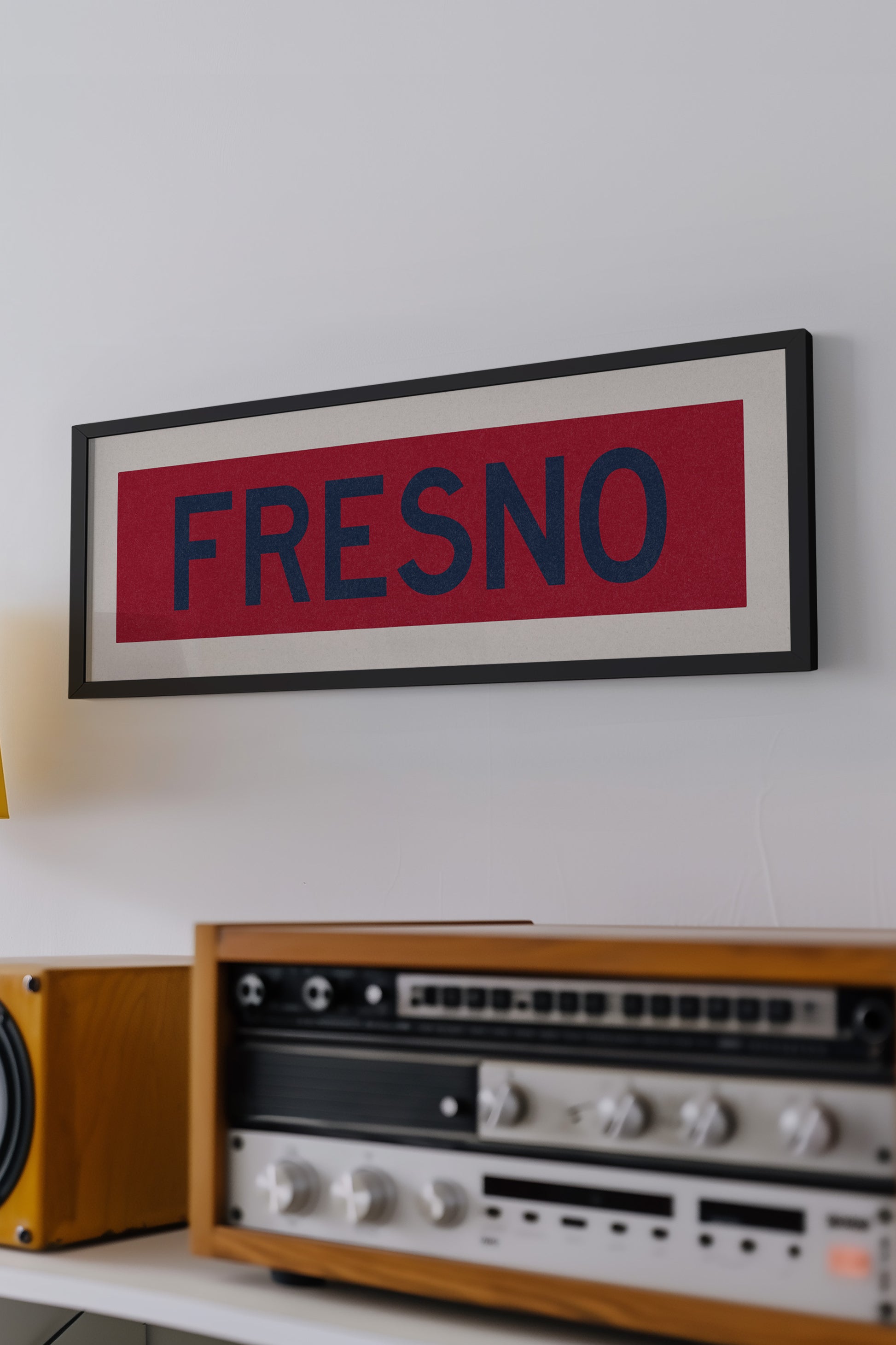 Framed Fresno Red and Blue Bus Scroll - Tejas Country Club
