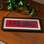 Framed Fresno Red and Blue Bus Scroll - Tejas Country Club