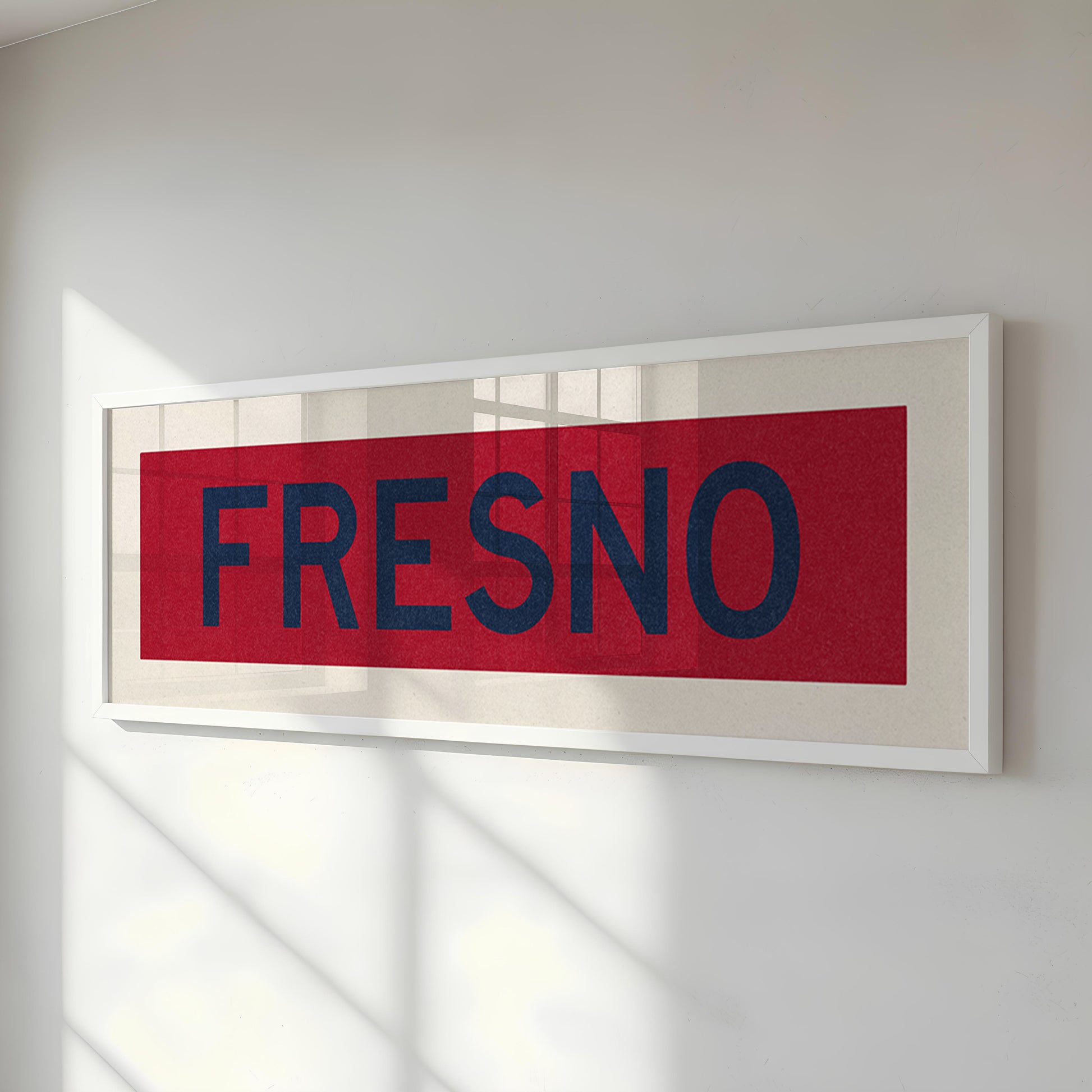 Framed Fresno Red and Blue Bus Scroll - Tejas Country Club