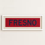 Framed Fresno Red and Blue Bus Scroll - Tejas Country Club
