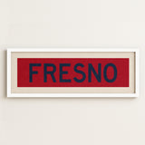 Framed Fresno Red and Blue Bus Scroll - Tejas Country Club