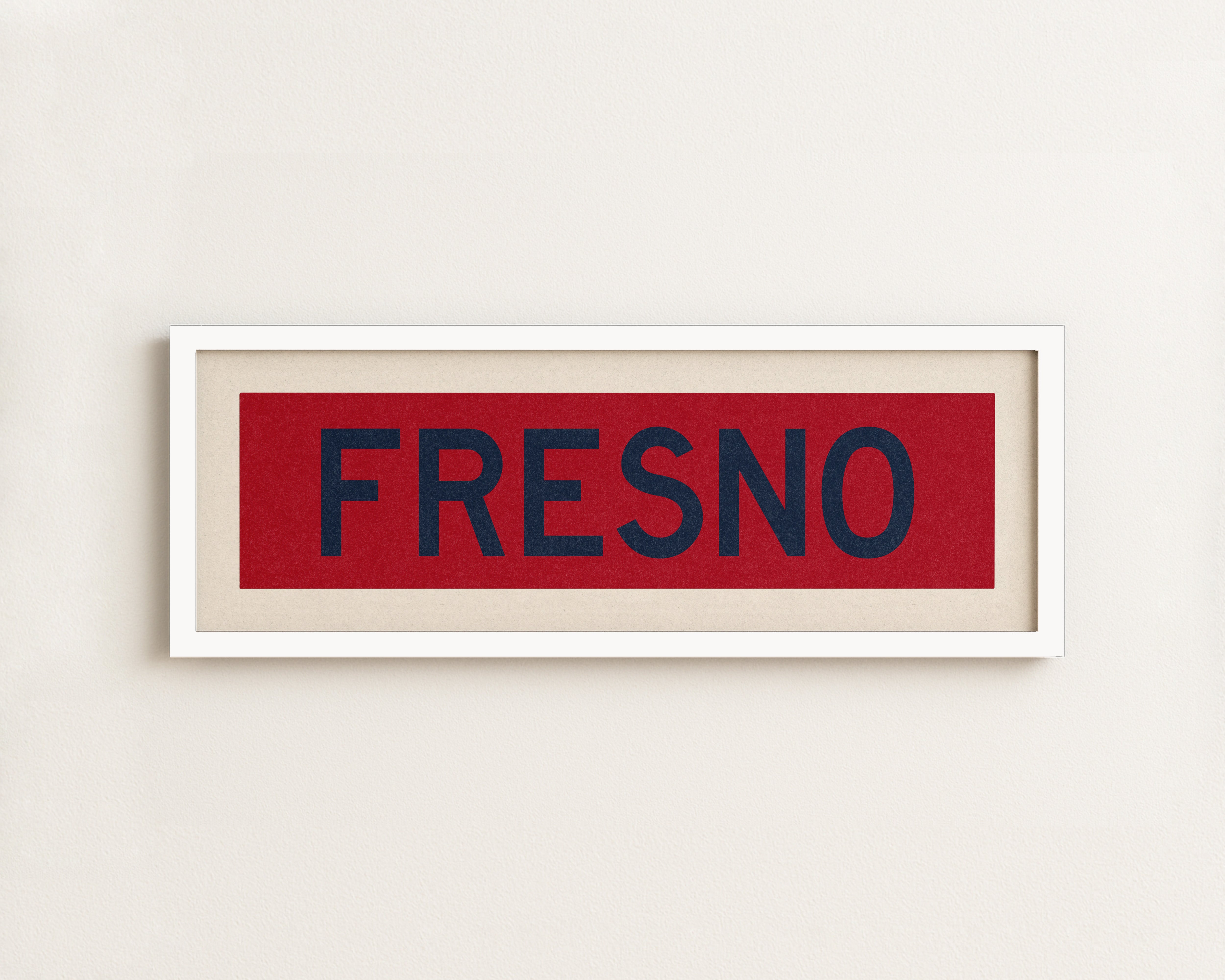 Framed Fresno Red and Blue Bus Scroll - Tejas Country Club
