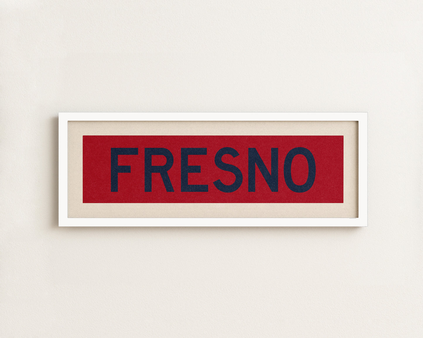 Framed Fresno Red and Blue Bus Scroll - Tejas Country Club