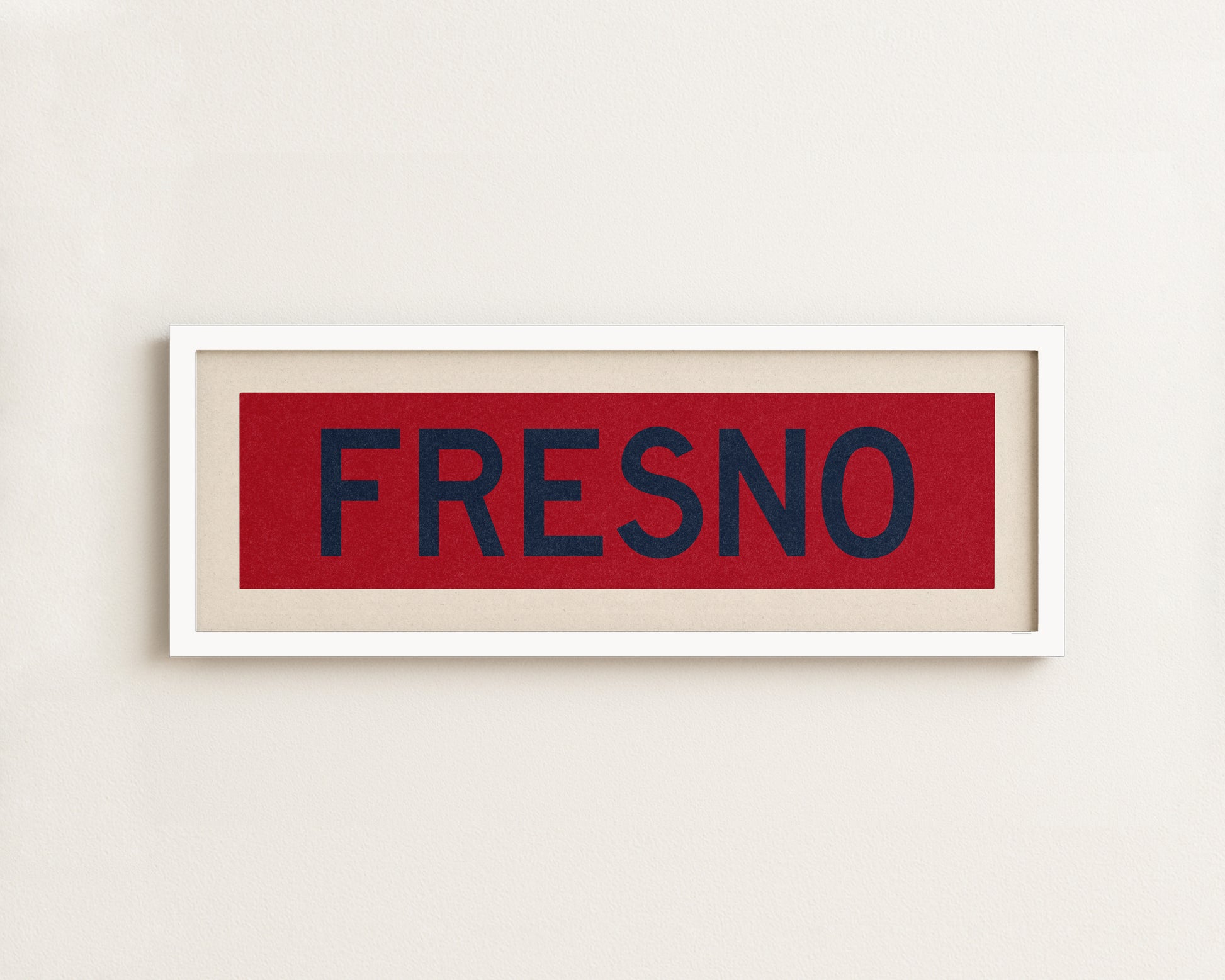 Framed Fresno Red and Blue Bus Scroll - Tejas Country Club