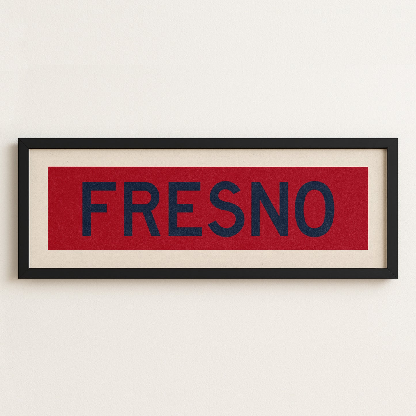 Framed Fresno Red and Blue Bus Scroll