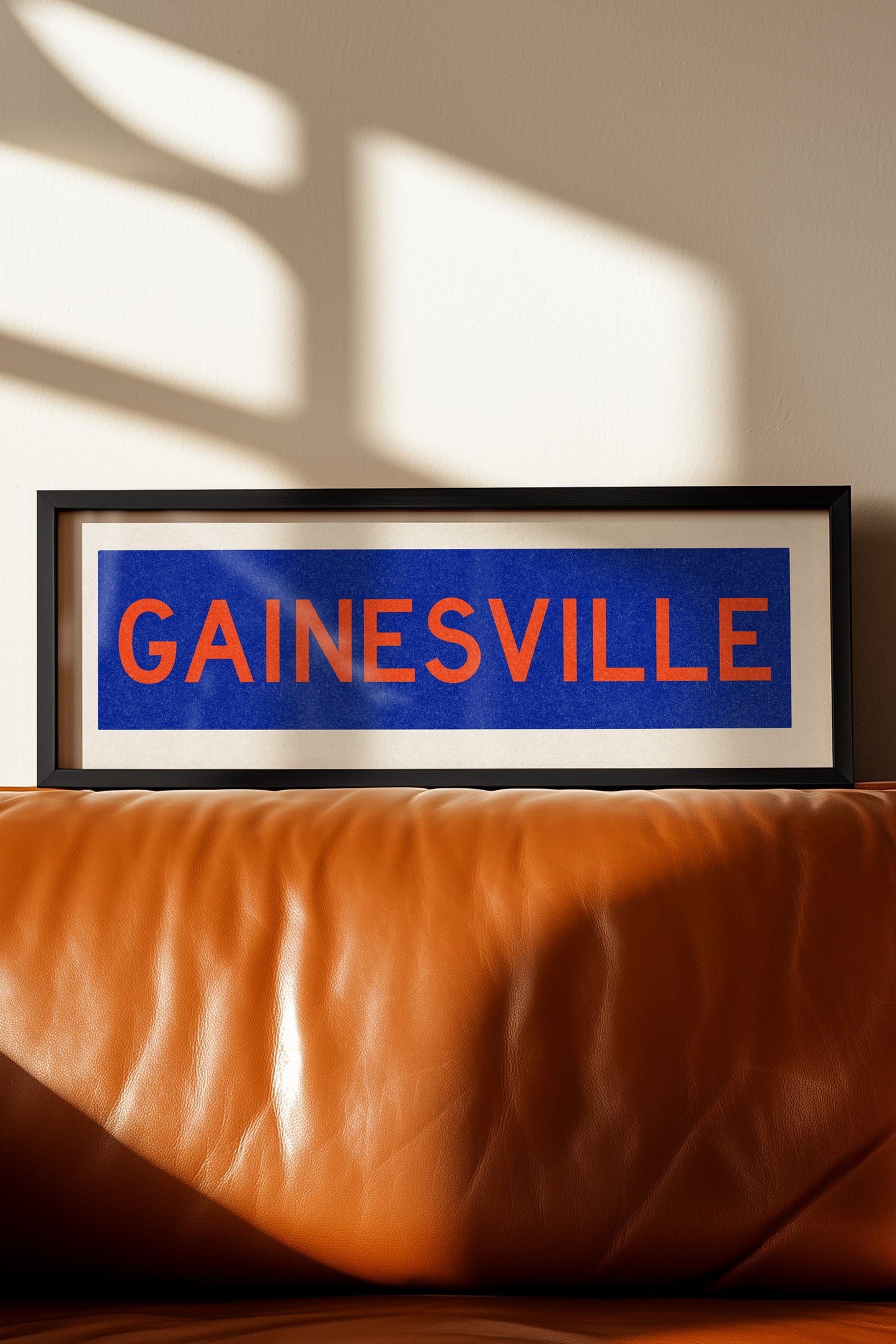 Framed Gainesville Blue Bus Scroll