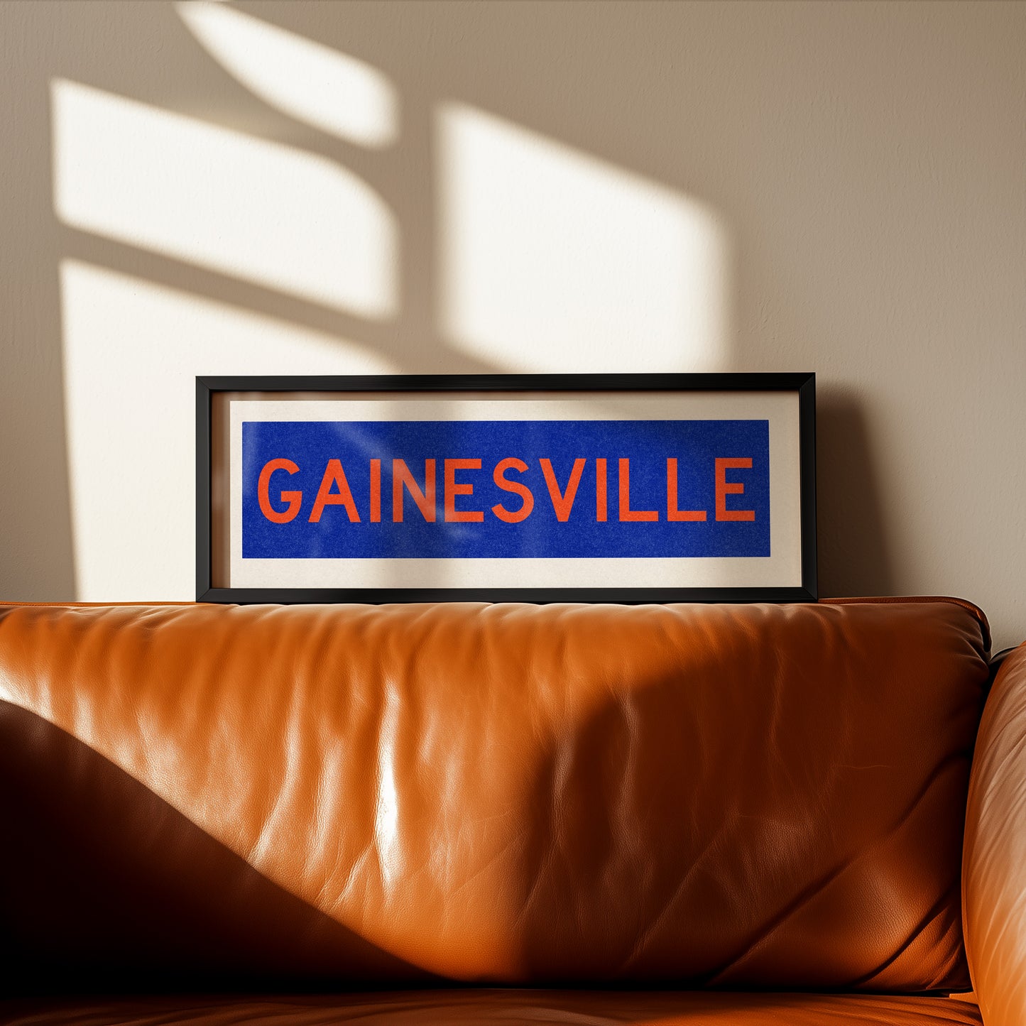 Framed Gainesville Blue Bus Scroll