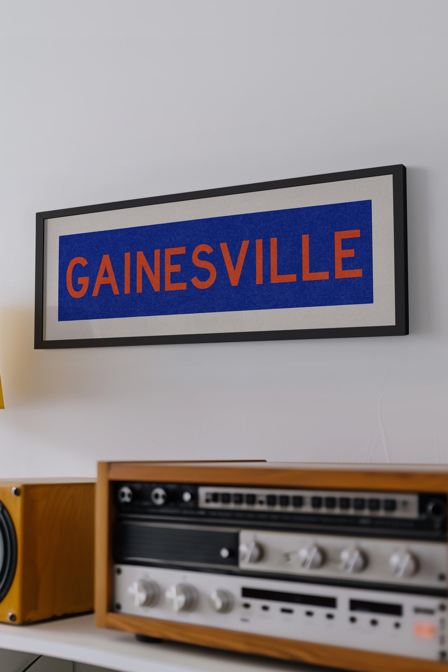 Framed Gainesville Blue Bus Scroll