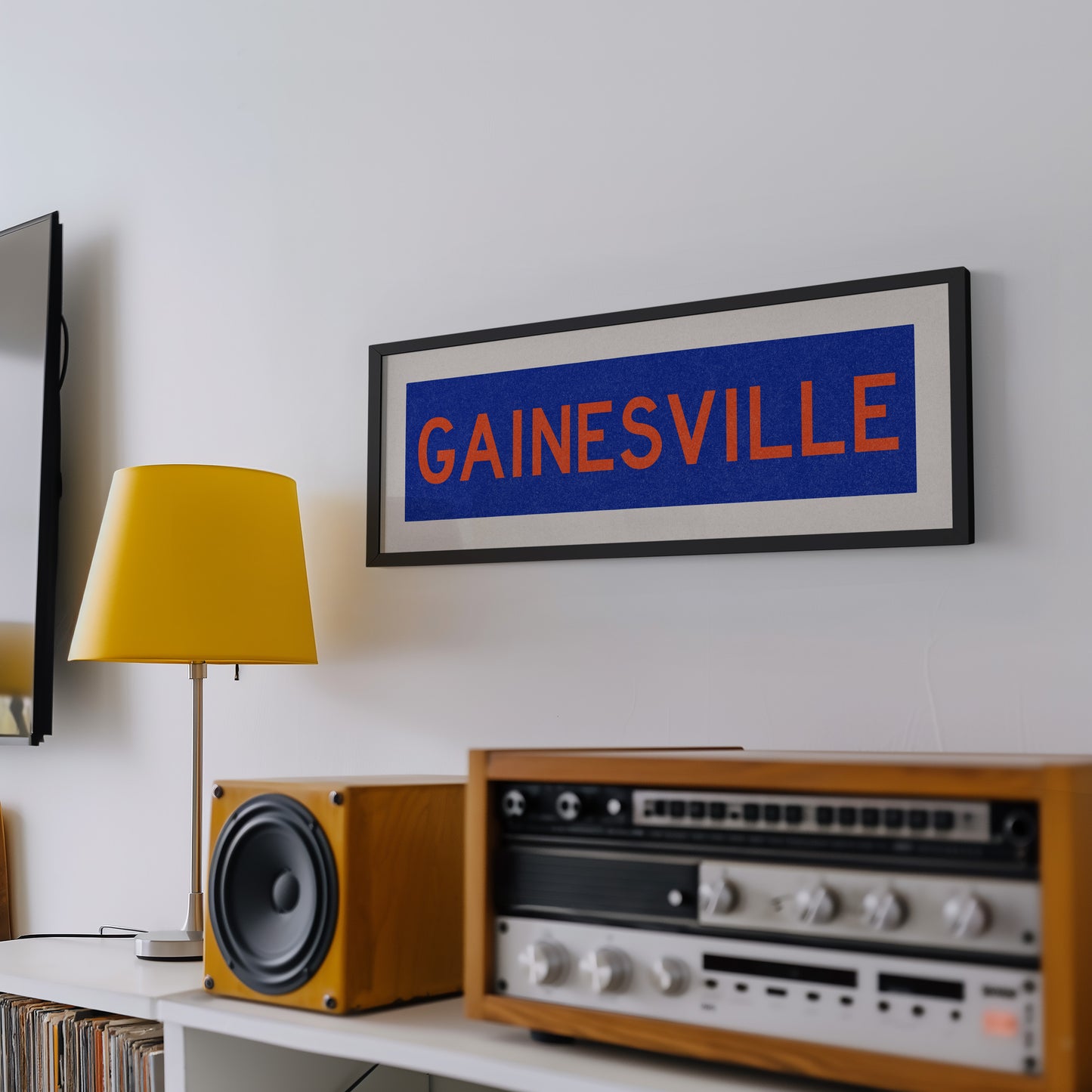 Framed Gainesville Blue Bus Scroll