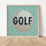 Retro Golf Ball Art Print Dusty Blue - Tejas Country Club