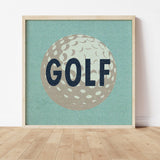 Retro Golf Ball Art Print Dusty Blue - Tejas Country Club