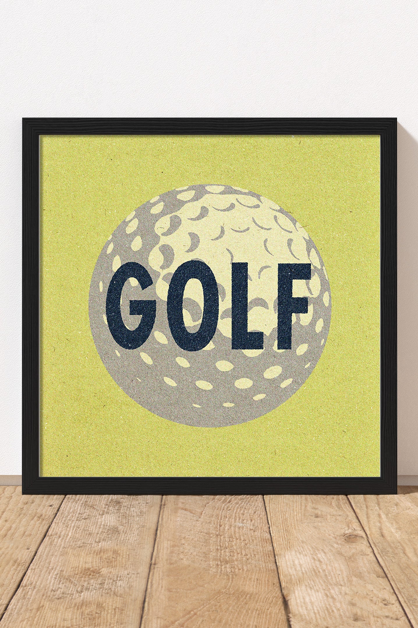 Retro Golf Ball Art Print Lemon Yellow