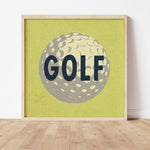 Retro Golf Ball Art Print Lemon Yellow - Tejas Country Club