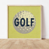 Retro Golf Ball Art Print Lemon Yellow - Tejas Country Club