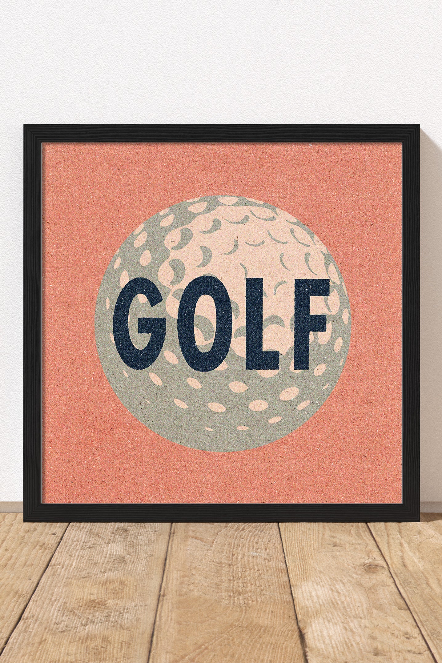 Retro Golf Ball Art Print Salmon Pink