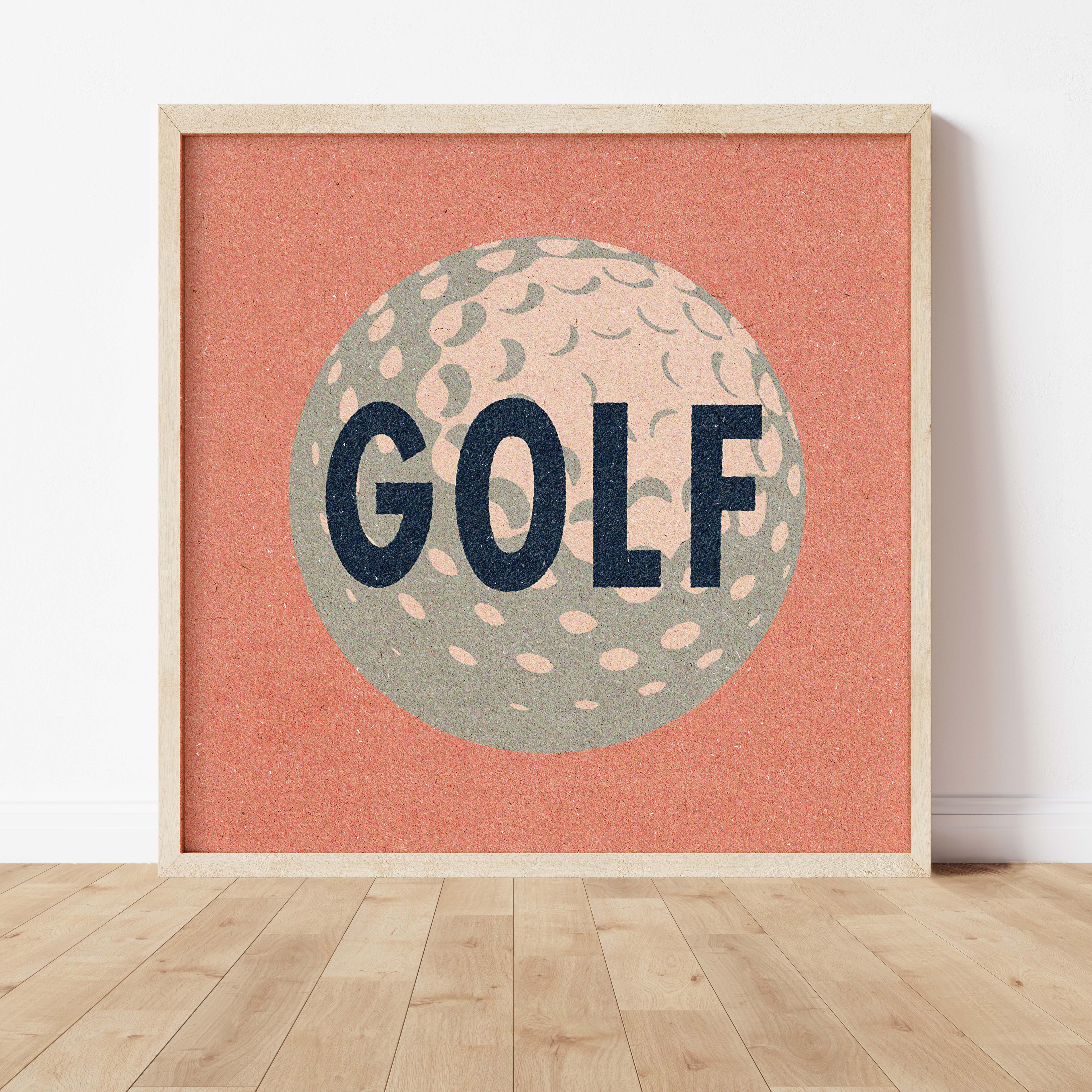 Retro Golf Ball Art Print Salmon Pink - Tejas Country Club