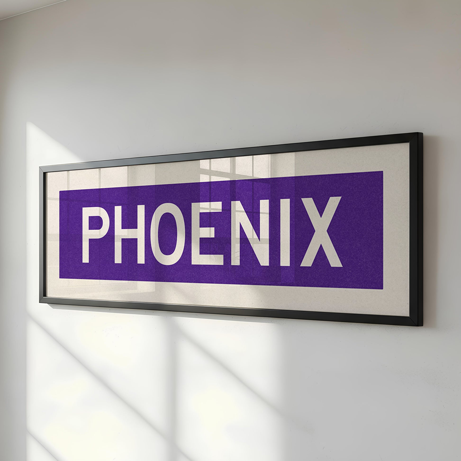 Framed Phoenix Purple and White Bus Scroll - Tejas Country Club
