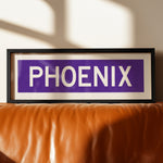 Framed Phoenix Purple and White Bus Scroll - Tejas Country Club