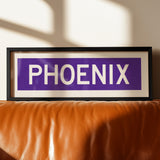 Framed Phoenix Purple and White Bus Scroll - Tejas Country Club
