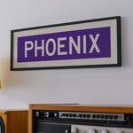 Framed Phoenix Purple and White Bus Scroll - Tejas Country Club