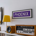 Framed Phoenix Purple and White Bus Scroll - Tejas Country Club