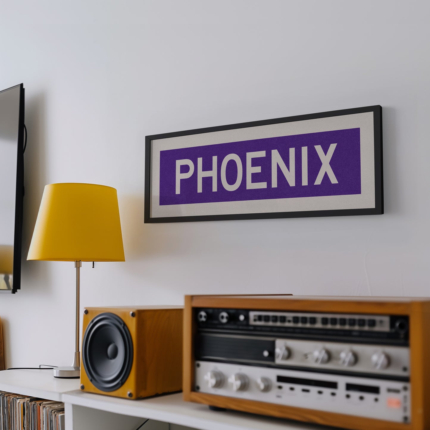 Framed Phoenix Purple and White Bus Scroll - Tejas Country Club