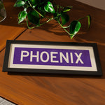 Framed Phoenix Purple and White Bus Scroll - Tejas Country Club
