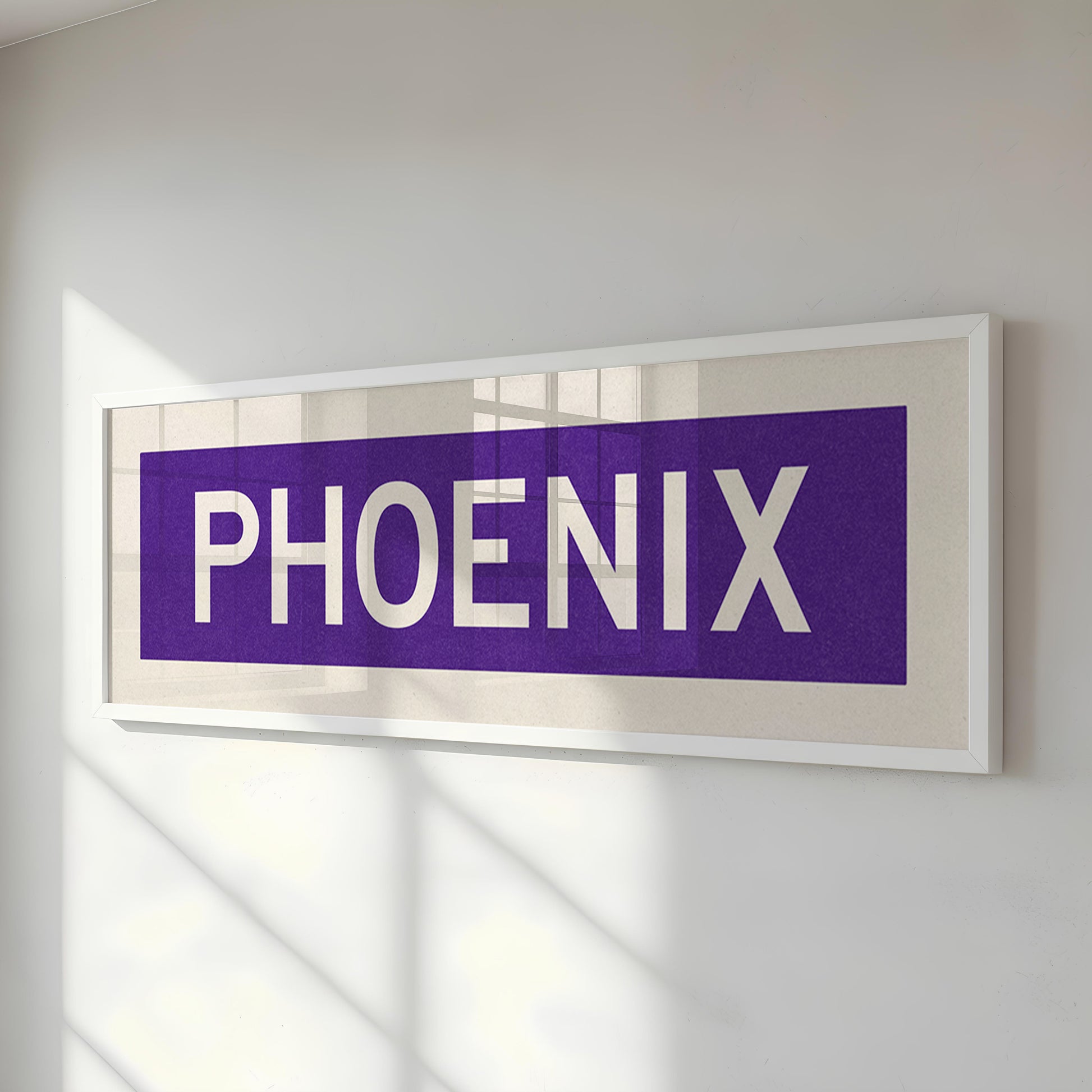 Framed Phoenix Purple and White Bus Scroll - Tejas Country Club