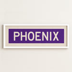 Framed Phoenix Purple and White Bus Scroll - Tejas Country Club