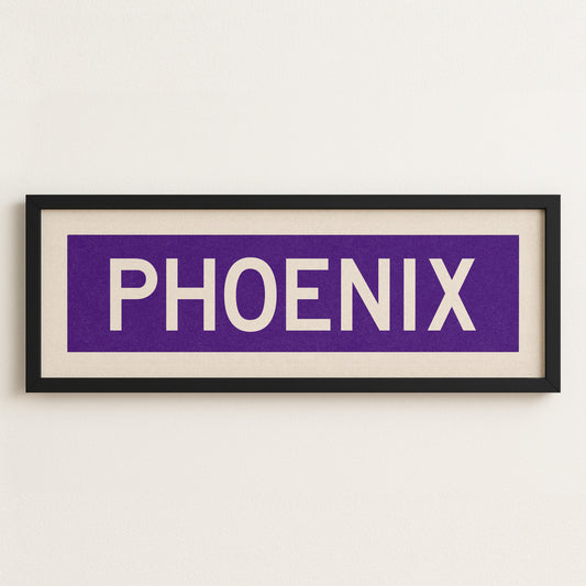 Framed Phoenix Purple and White Bus Scroll - Tejas Country Club