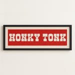 Framed HONKY TONK Sign Red & White Art Print - Tejas Country Club