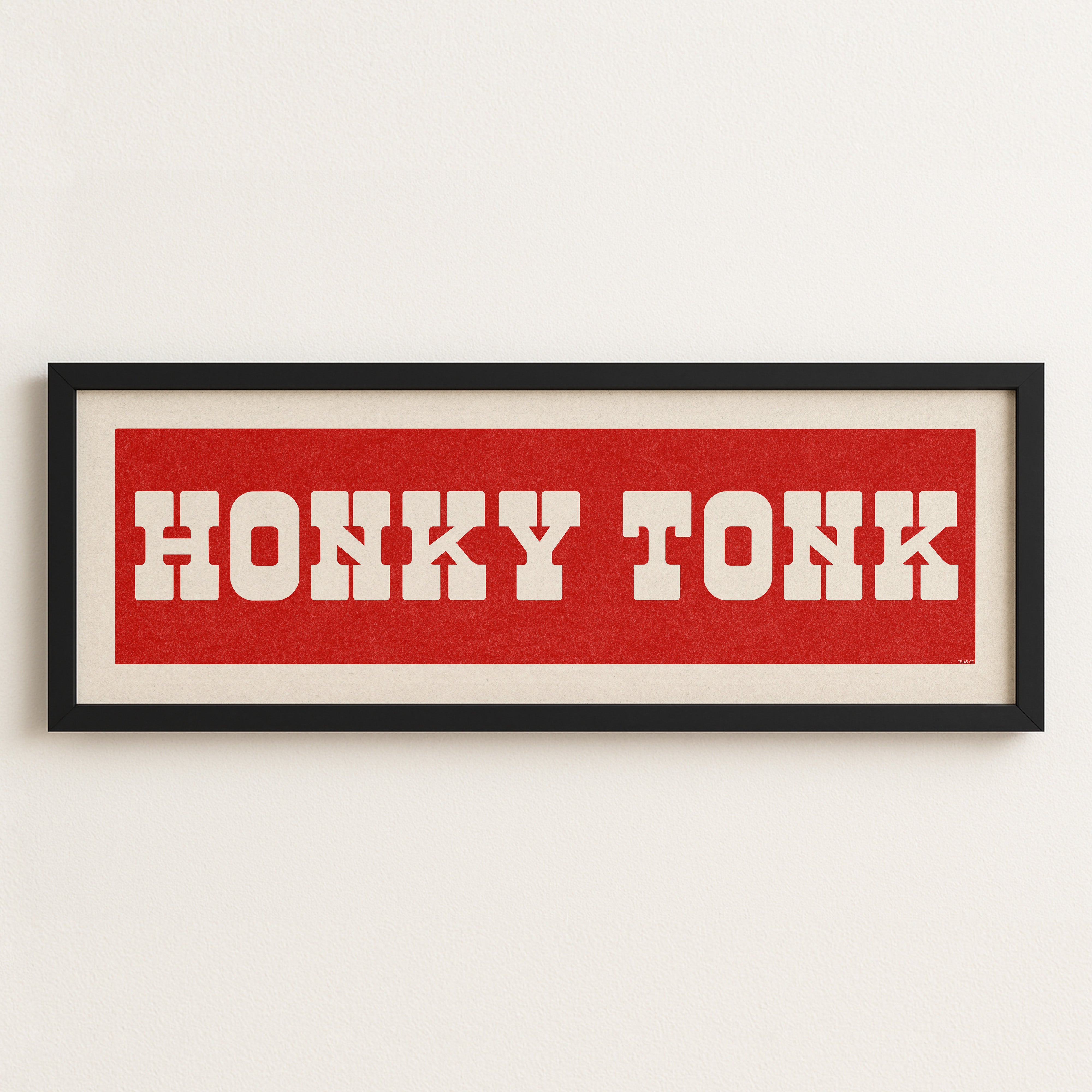 Framed HONKY TONK Sign Red & White Art Print - Tejas Country Club